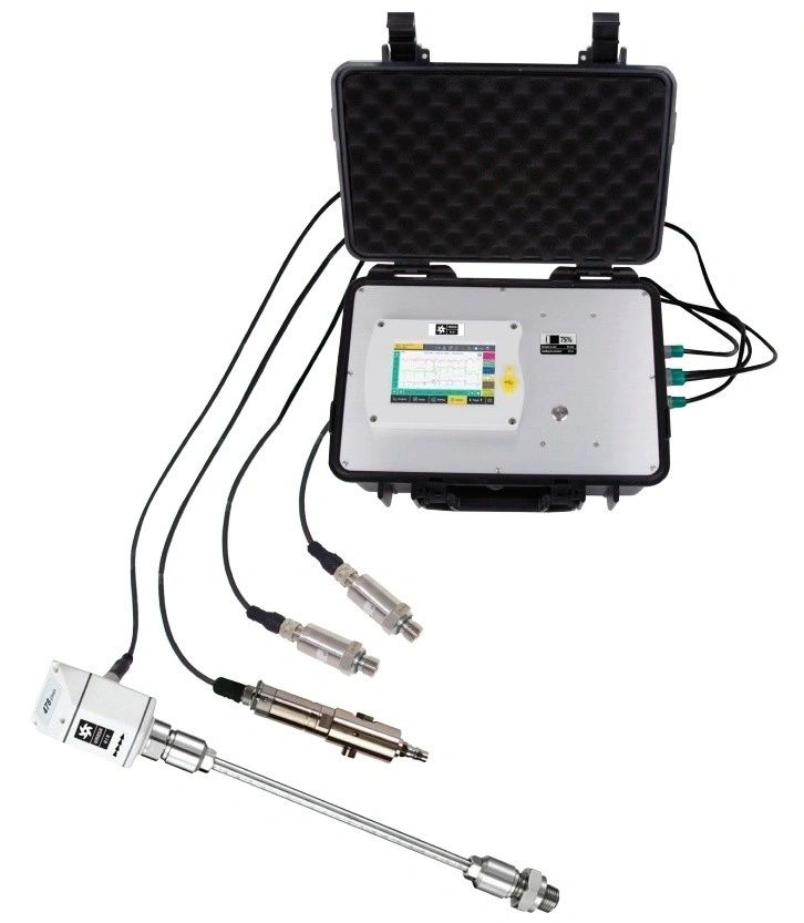 Portable data logger for flow, dew point and pressure measurement